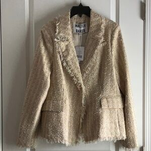 Walter Baker Cream Tweed Blazer with Notched Lapels